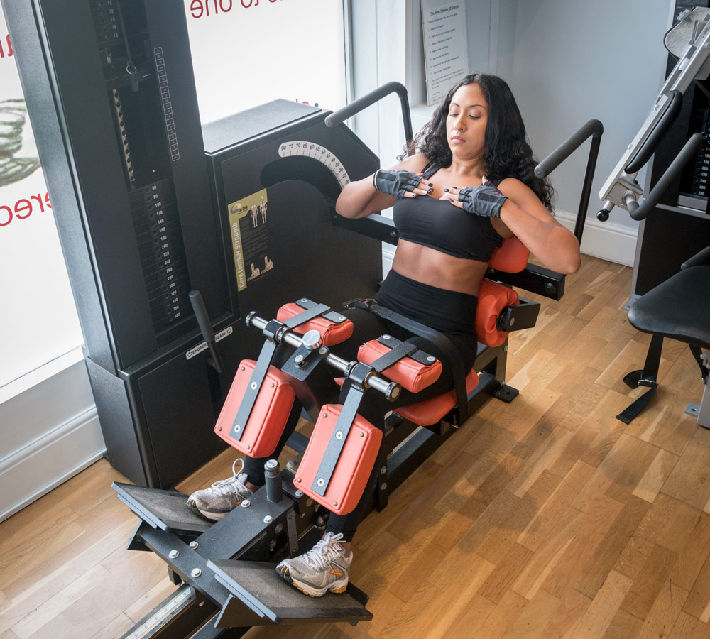 MedX lumbar extension machine, controlled angle